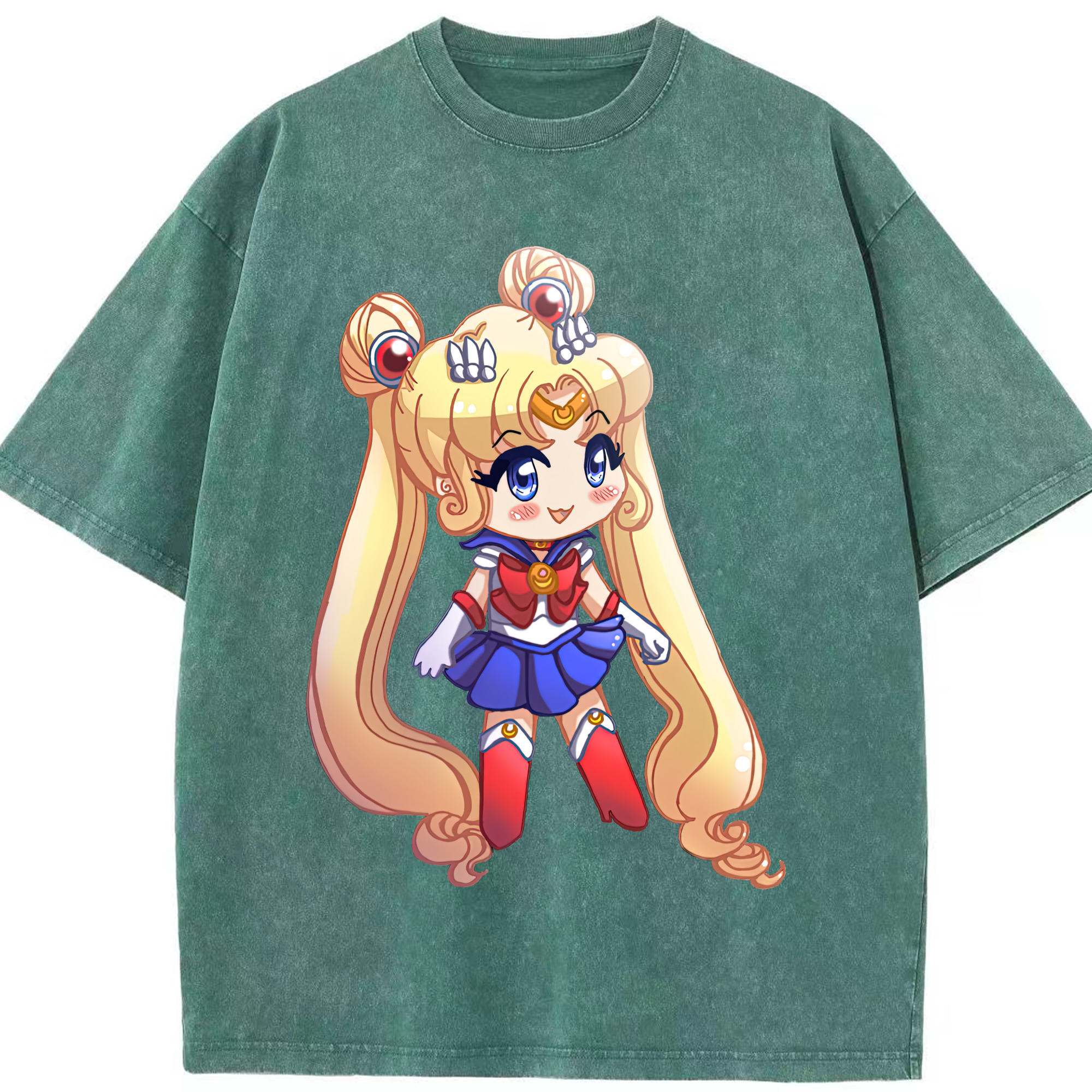 （画像用） 美少女戦士セーラームーン 月野 うさぎ つきの うさぎ Sailor Moon Tsukino Usagi 綿100% ヴィンテージ風 半袖Tシャツ（フロントプリント）